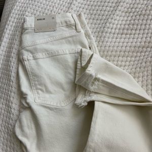 AGOLDE Glowed (White) Toni Mid Rise Straight Jeans